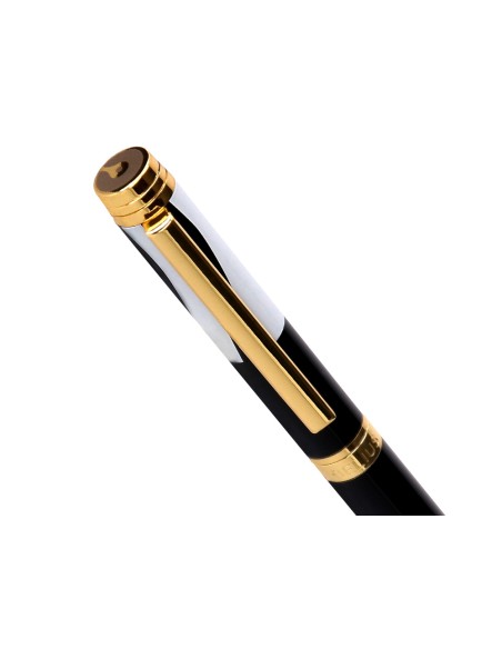 Boligrafo belius dualita cuerpo negro color blanco tinta azul caja de diseño