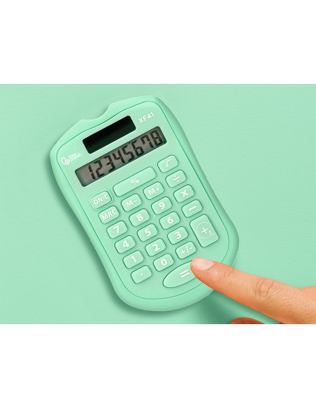 Calculadora liderpapel bolsillo xf42 8 digitos solar y pilas color verde 94x59,5x10,5mm