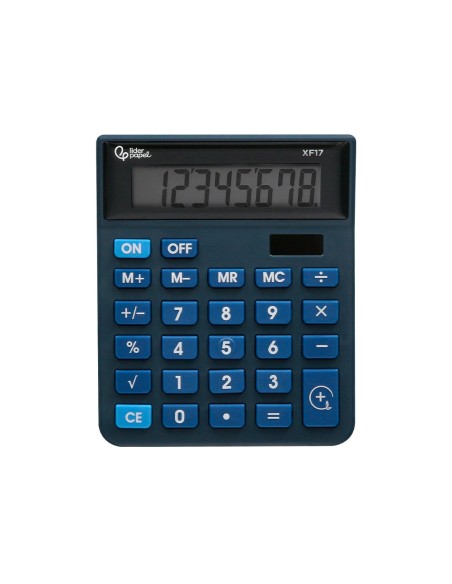 Calculadora liderpapel sobremesa xf17 8 digitos solar y pilas color azul 127x105x24 mm