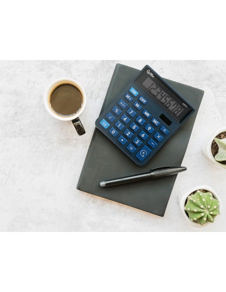 Calculadora liderpapel sobremesa xf17 8 digitos solar y pilas color azul 127x105x24 mm