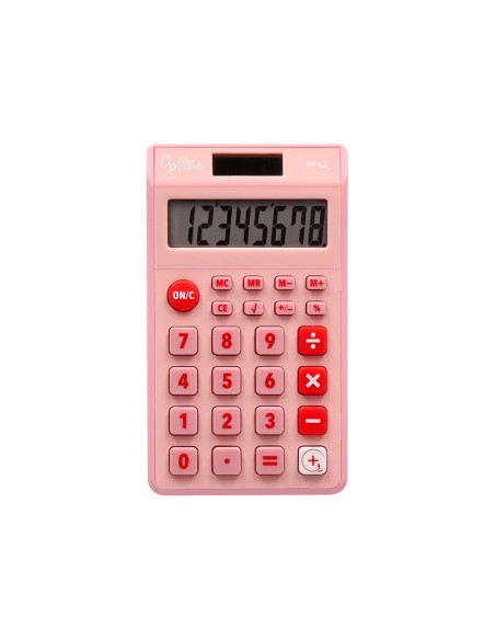 Calculadora liderpapel bolsillo xf12 8 digitos solar y pilas color rosa 115x65x8 mm