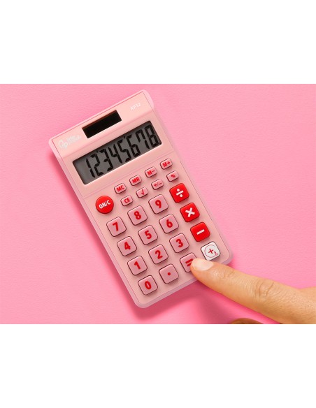 Calculadora liderpapel bolsillo xf12 8 digitos solar y pilas color rosa 115x65x8 mm