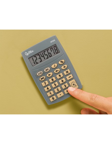 Calculadora liderpapel bolsillo xf03 8 digitos pilas color gris 99x64x9 mm