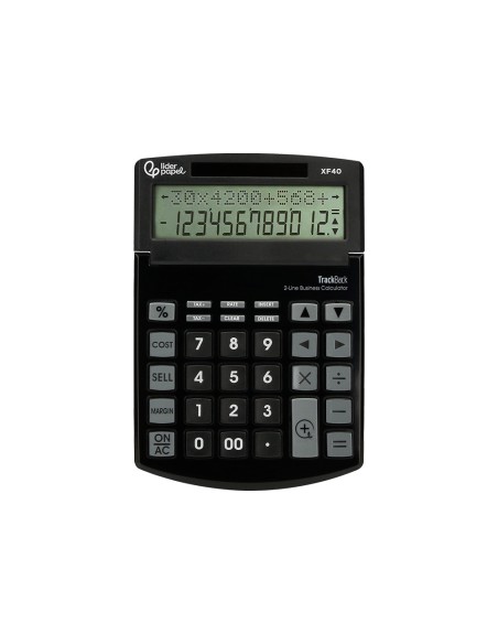 Calculadora liderpapel sobremesa xf40 12 digitos dos lineas solar y pilas negro 175x120x30 mm 40% reciclada