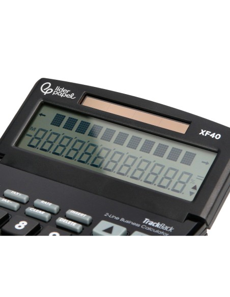 Calculadora liderpapel sobremesa xf40 12 digitos dos lineas solar y pilas negro 175x120x30 mm 40% reciclada