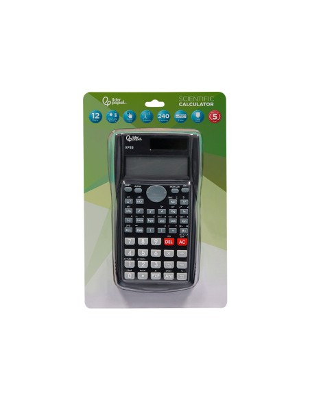 Calculadora liderpapel cientifica xf33 12 digitos 240 funciones con tapa solar y pilas color negro 156x85x20