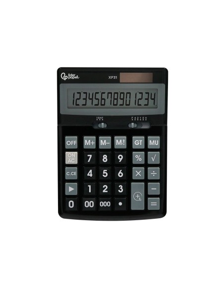 Calculadora liderpapel sobremesa xf31 14 digitos solar y pilas color negro 170x122x35 mm
