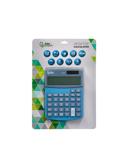 Calculadora liderpapel sobreme sa xf28 12 digitos dos lineas coste venta margen y tasas solar y pilas azul 155x115x25 mm