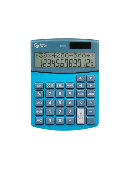 Calculadora liderpapel sobreme sa xf28 12 digitos dos lineas coste venta margen y tasas solar y pilas azul 155x115x25 mm