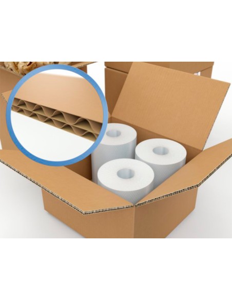 Caja para embalar q-connect americana ultra resistente carton reciclado canal doble 7mm color kraft 304x150x217 mm