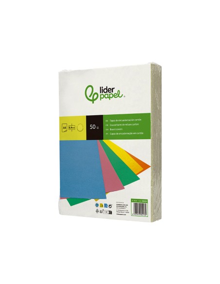 Tapa encuadernacion liderpapel carton a4 0,9mm amarillo fluor paquete de 50 unidades