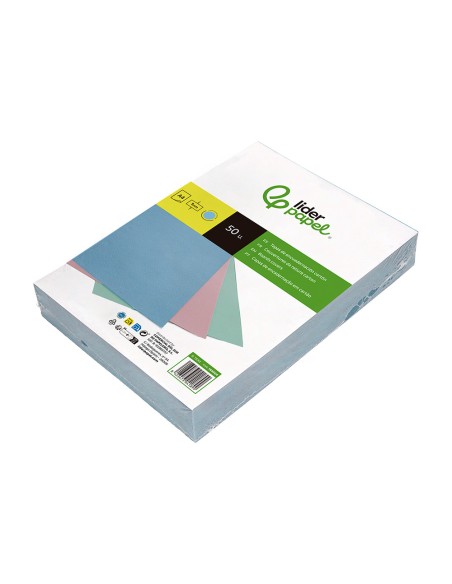 Tapa encuadernacion liderpapel carton a4 1 mm celeste paquete de 50 unidades