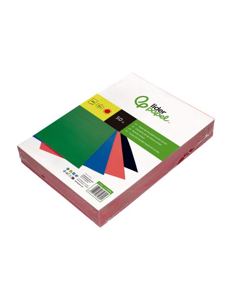 Tapa encuadernacion liderpapel carton a4 1mm roja paquete de 50 unidades