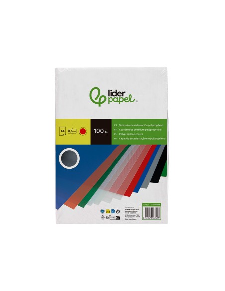 Tapa encuadernacion liderpapel polipropileno a4 0.5mm rojo opaco paquete de 100 unidades