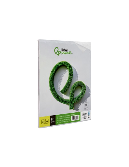 Papel liderpapel a4 80g/m2 liso microperforado en tres partes iguales paquete de 500 hojas