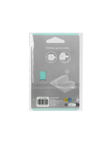Portaboligrafo autoadhesivo antartik para cuaderno note con elastico hasta 15 mm grosor 1mm gris y turquesa