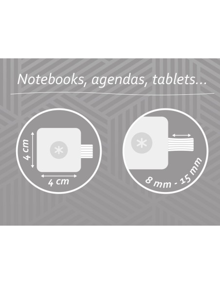 Portaboligrafo autoadhesivo antartik para cuaderno note con elastico hasta 15 mm grosor 1mm gris y turquesa