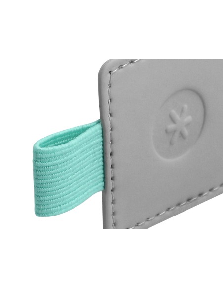 Portaboligrafo autoadhesivo antartik para cuaderno note con elastico hasta 15 mm grosor 1mm gris y turquesa
