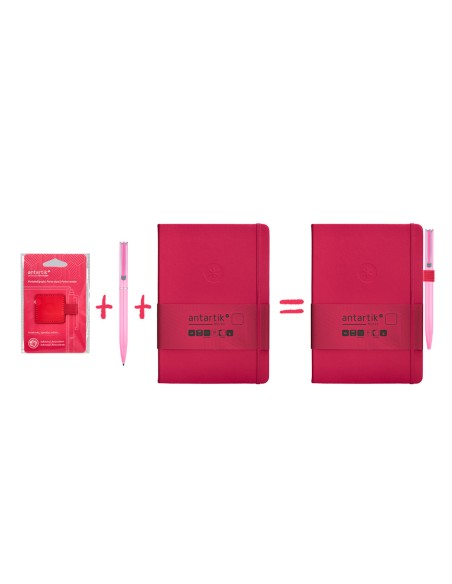 Portaboligrafo autoadhesivo antartik para cuaderno note con elastico hasta 15 mm grosor 1mm fucsia 40x40 mm