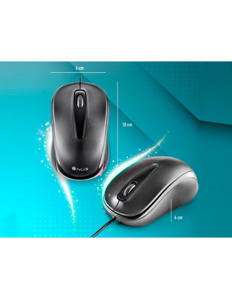 Raton ngs easy delta optico con cable 1200 dpi receptor usb 2 botones ambidiestros color negro