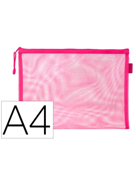 Bolsa zipper bag liderpapel poliester transpirable multiusos din a4 rosa