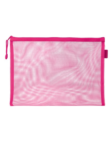 Bolsa zipper bag liderpapel poliester transpirable multiusos din a4 rosa