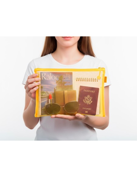 Bolsa zipper bag liderpapel poliester transpirable multiusos din a4 amarillo