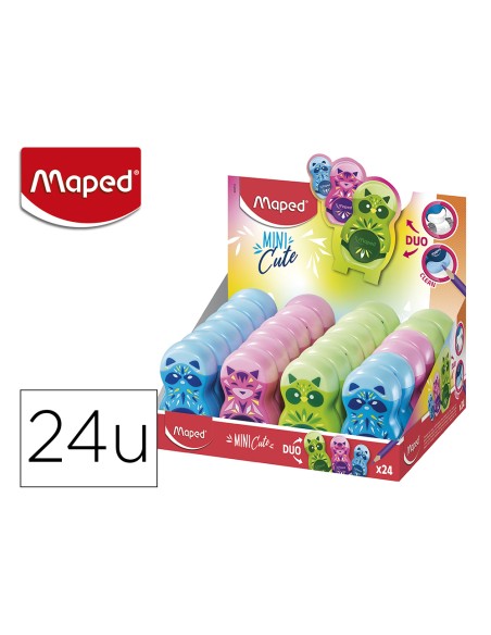 Sacapuntas plastico maped 1 uso con goma de borrar loopy mini cute