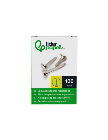 Encuadernadores liderpapel niquelados n.0 12 mm caja de 100 unidades