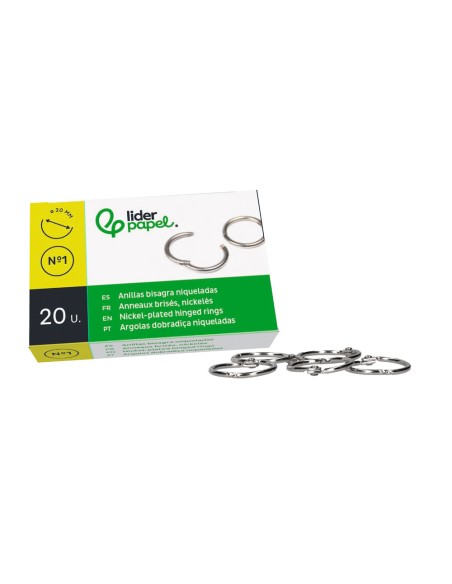 Anilla bisagra liderpapel niquelada n.1 diametro 20 mm caja de 20 unidades