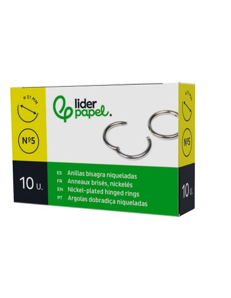 Anilla bisagra liderpapel niquelada n.5 diametro 51 mm caja de 10 unidades