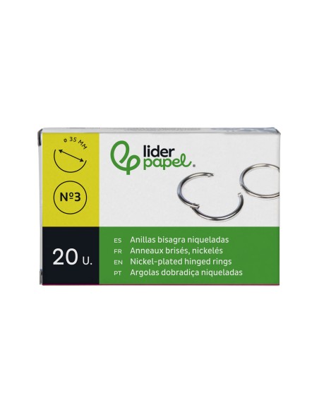 Anilla bisagra liderpapel niquelada n.3 diametro 35 mm caja de 20 unidades