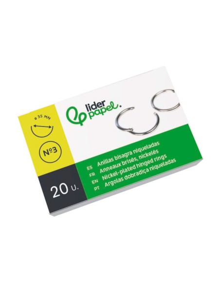 Anilla bisagra liderpapel niquelada n.3 diametro 35 mm caja de 20 unidades