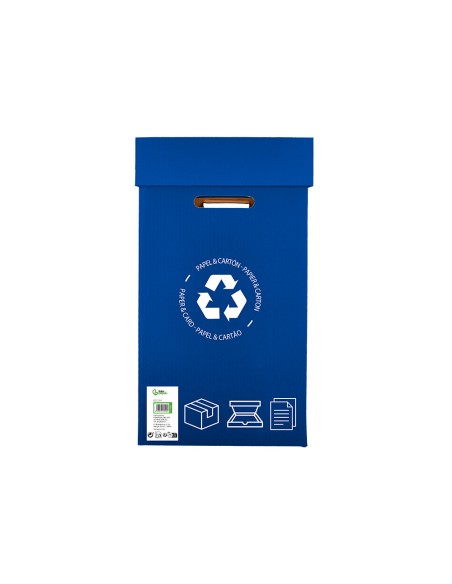 Contenedor papelera reciclaje liderpapel carton reciclado para papel y carton 450x350x650 mm 70 litros azul