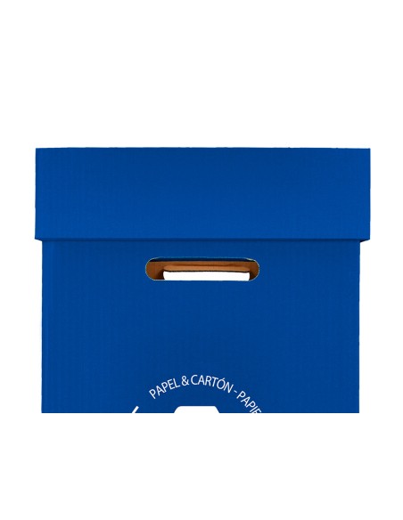 Contenedor papelera reciclaje liderpapel carton reciclado para papel y carton 450x350x650 mm 70 litros azul