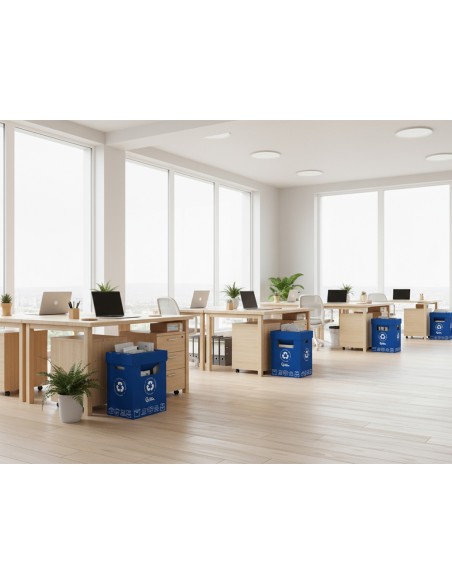 Contenedor papelera reciclaje liderpapel carton reciclado para papel y carton 450x350x650 mm 70 litros azul