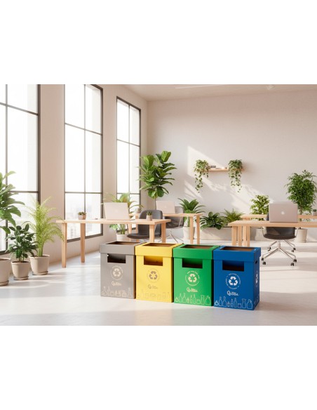Contenedor papelera reciclaje liderpapel carton reciclado para papel y carton 450x350x650 mm 70 litros azul