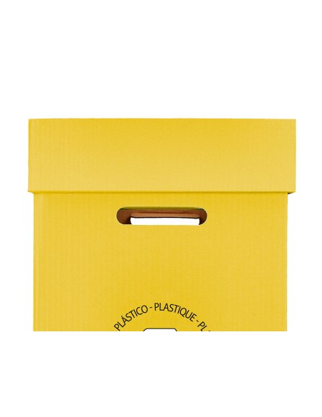 Contenedor papelera reciclaje liderpapel carton reciclado para envases 450x350x650 mm 70 litros amarillo