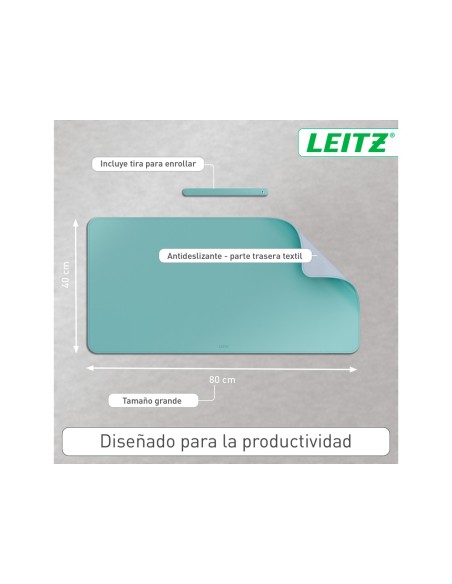 Alfombrilla de sobremesa leitz 80x40 cm color verde menta