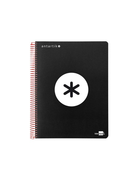 Cuaderno espiral liderpapel a4 micro antartik tapa plastico 120h 100 gr horizontal 5 bandas 4 taladros color negro