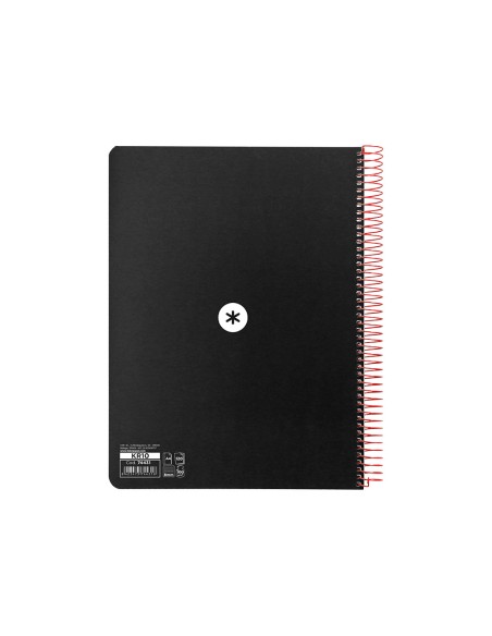 Cuaderno espiral liderpapel a4 micro antartik tapa plastico 120h 100 gr horizontal 5 bandas 4 taladros color negro