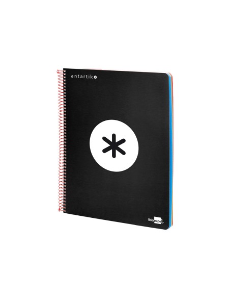 Cuaderno espiral liderpapel a4 micro antartik tapa plastico 120h 100 gr horizontal 5 bandas 4 taladros color negro