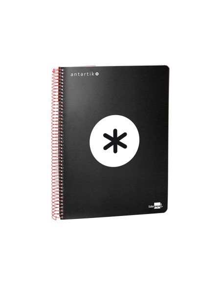 Cuaderno espiral liderpapel a4 micro antartik tapa plastico 120h 100 gr horizontal 5 bandas 4 taladros color negro