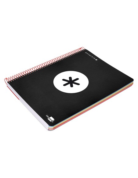 Cuaderno espiral liderpapel a4 micro antartik tapa plastico 120h 100 gr horizontal 5 bandas 4 taladros color negro