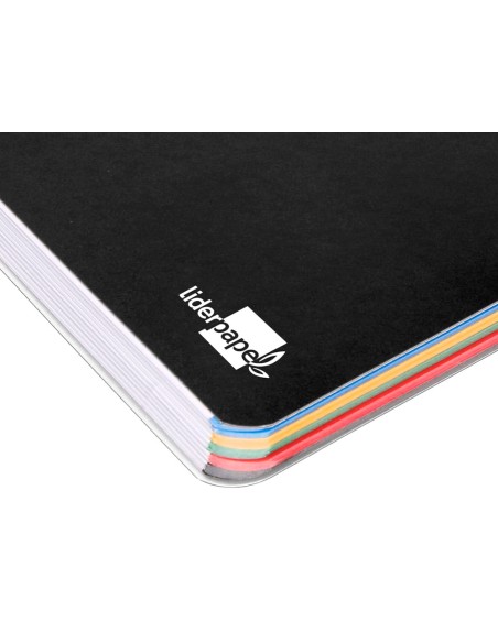 Cuaderno espiral liderpapel a4 micro antartik tapa plastico 120h 100 gr horizontal 5 bandas 4 taladros color negro