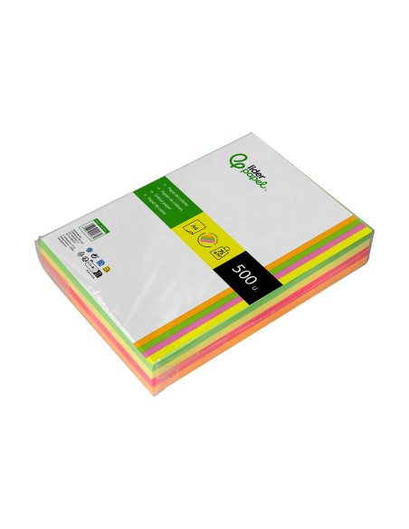 Papel color liderpapel din a4 75 gr neon 4 colores surtidos paquete de 500 hojas