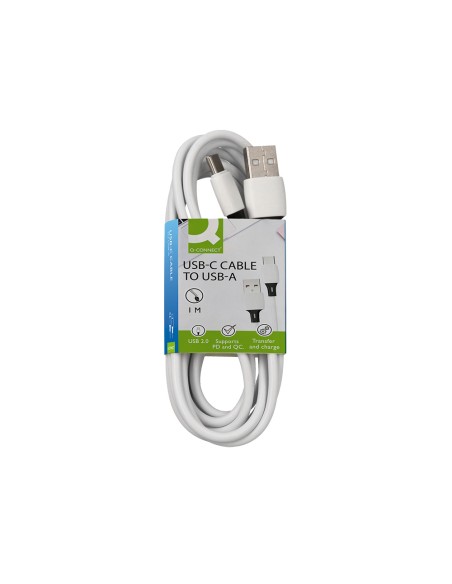 Cable usb-c a usb-a q-connect pvc longitud 1m blanco