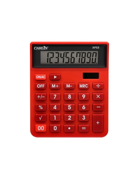 Calculadora carlin sobremesa 10 digitos solar y pilas color rojo 127x105x24 mm