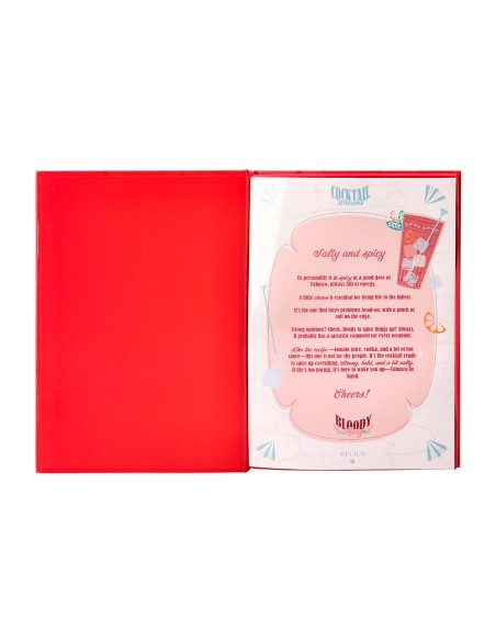 Boligrafo y wallet belius cocktails bloody mary aluminiorojo plateado relieve tinta color azul caja de diseño