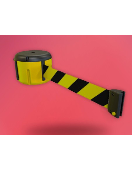 Cinta portatil faru retractil plastificada amarilla/negra longitud 9 m